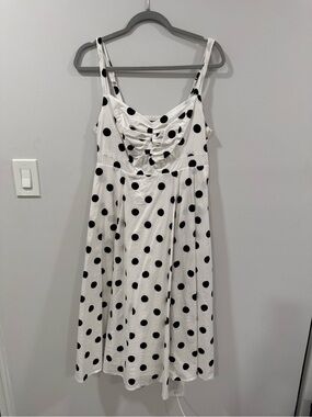 torrid White Midi Dress with Black Polka Dots